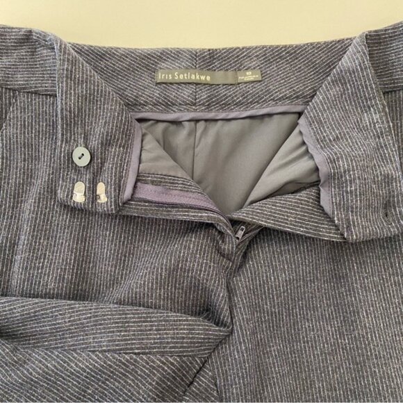 Iris Setlakwe dress trousers pants blue pinstripes wool blend flattering size 10 - Picture 8 of 12
